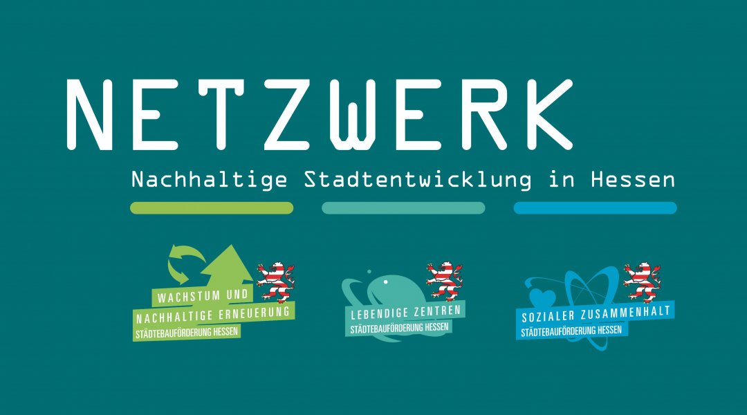 Logo des Netzwerkes „Nachhaltige Stadtentwicklung in Hessen“